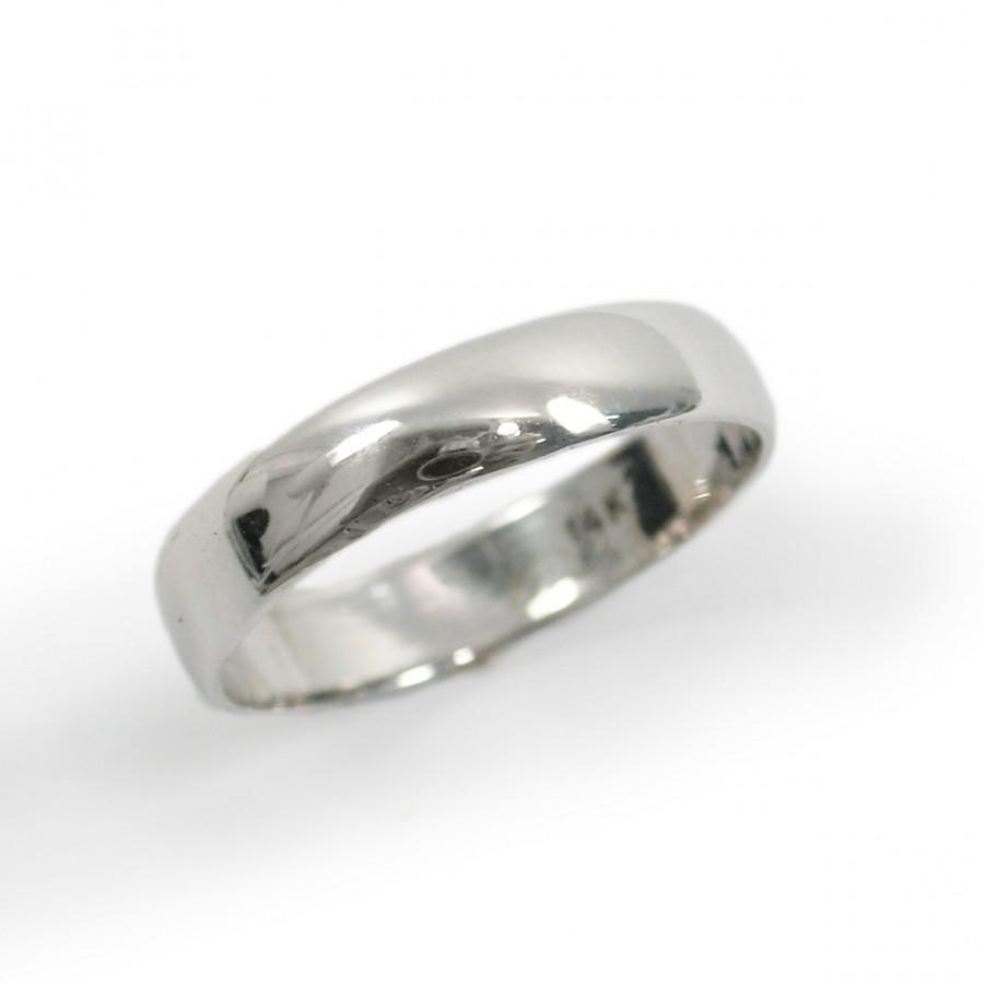 زفاف - Classic wedding ring. White gold wedding ring. Classic gold wedding ring. 4mm rounded wedding ring. 14k white gold wedding band(gr9294-1447)