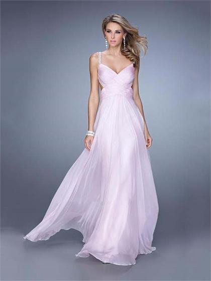 Hochzeit - Gorgeous Multiple Crisscrossed Straps Ruched Bodice Chiffon Prom Dress PD3157
