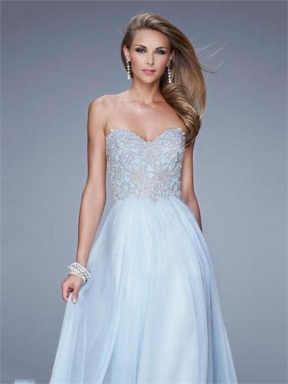 Mariage - Gorgeous Strapless Sweetheart Gathered Beaded Bodice Chiffon Prom Dress PD3160