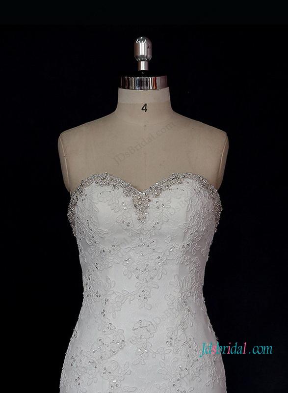 Wedding - h1315 Stunning beaded sweetheart neckline lace mermaid dress