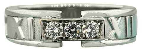زفاف - Tiffany & Co. 18K White Gold 3 Diamond Atlas Wedding Band Ring