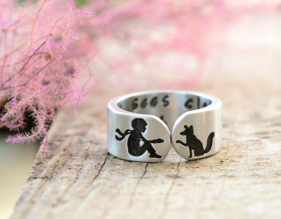 زفاف - The little boy , fox ,Prince Jewelry ,  Prince Ring, Fox Ring, Animal Jewelry, Friendship Silver Ring, Best Gift