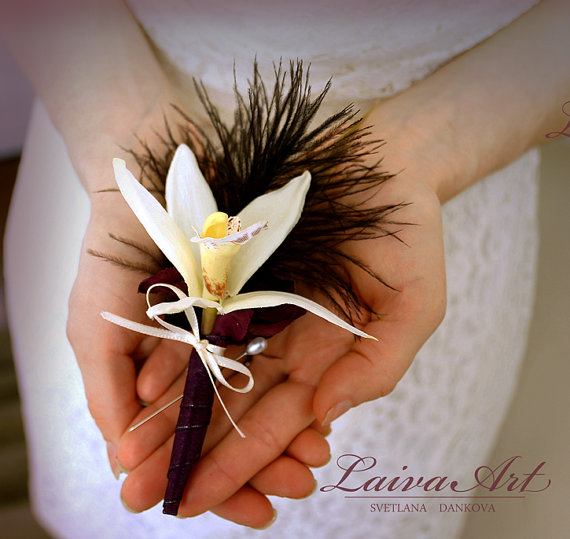 Wedding - Orchid Wedding Boutonniere Orchid Wedding Boutonnieres Rustic Boutonniere Grooms Boutonniere