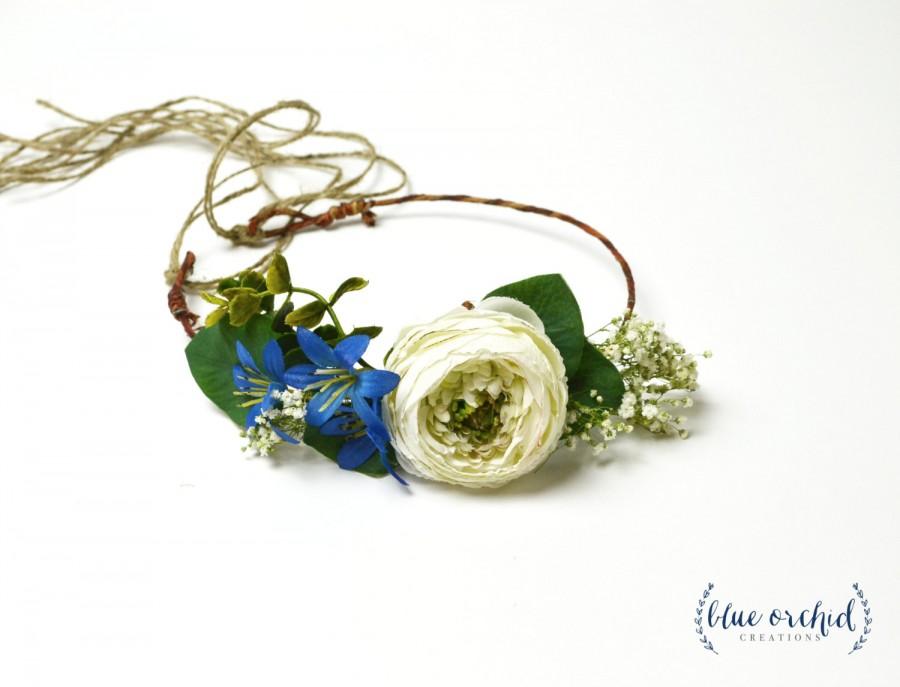 Wedding - Rustic Flower Crown, Flower Girl Crown, Rustic Wedding, Flower Crown, Silk Flower Crown