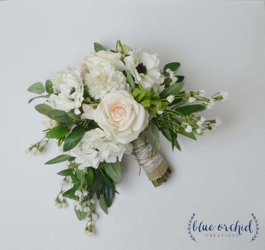 Mariage - Wedding Bouquet, Silk Bouquet, Silk Flowers, Floral Arrangement, Peony Bouquet, Anemone Bouquet, Boho Bouquet, Boho Wedding, Large Bouquet