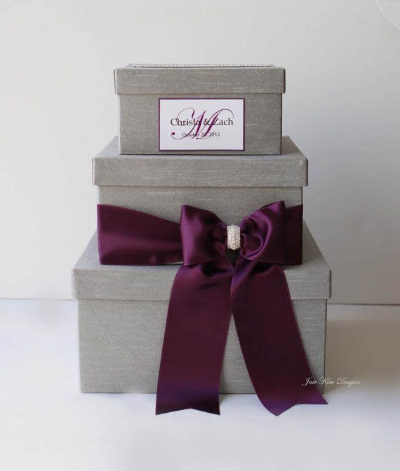 زفاف - Wedding Card box Money Box (Rhinestones around the card slot)