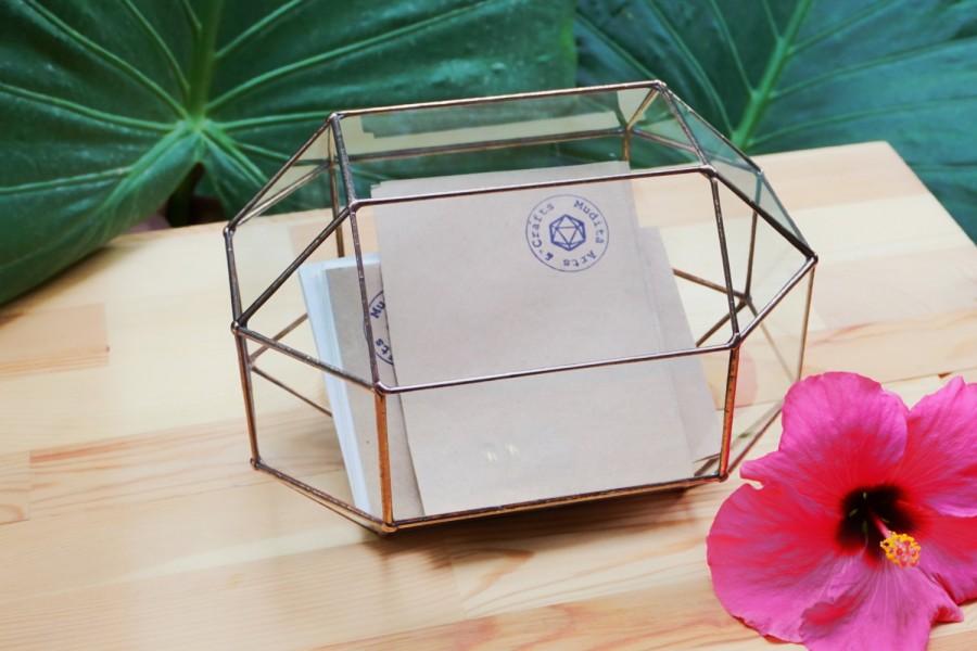 Wedding - Medium Wedding Card Box, Card Holder, Geometric Glass Box, Envelope Holder, Rustic Wedding Decor, Jewelry Box, Mail Box, Geometric Terrarium