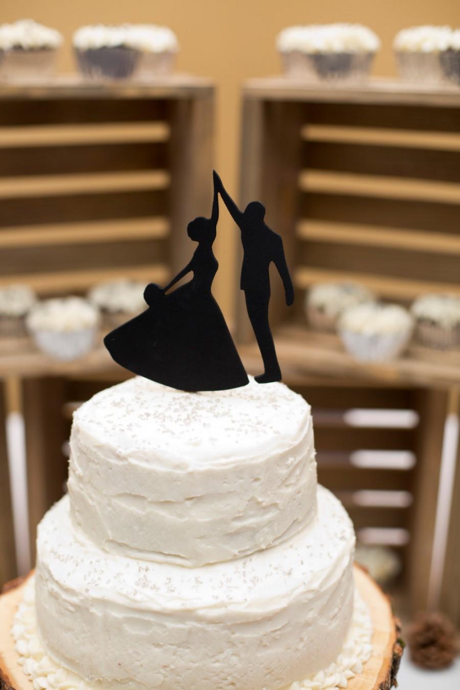 Wedding - Bride Groom, Husband Wife Dancing High Five Wedding Cake Topper