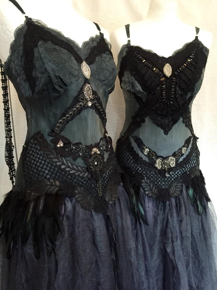 Mariage - Raven black new years party dress ,black wedding dress,black swan wedding dress,witches wedding dress,vampire wedding dress,black goth weddi