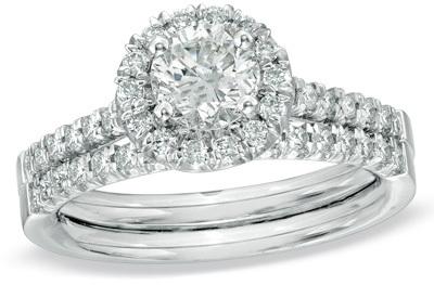 Свадьба - 5/8 CT. T.W. Diamond Frame Bridal Set in 14K White Gold