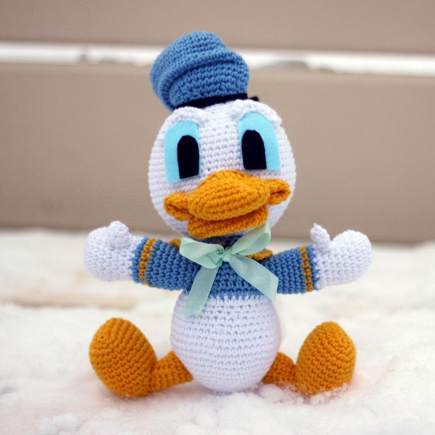 Wedding - Crochet Donald Duck Amigurumi Handmade Crochet Amigurumi Toy Doll Donald Duck Crochet Amigurumi Donald Duck Disney Cute Donald Duck toy