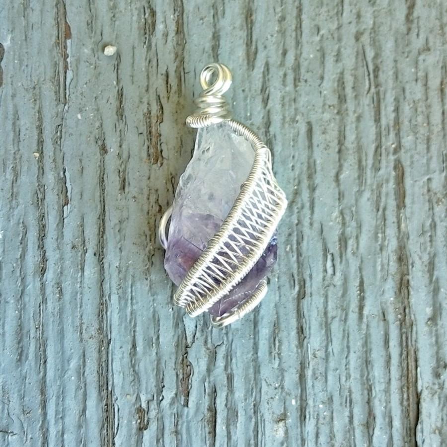 Wedding - Amethyst Point Necklace - Wire Wrapped Pendant - Handmade Jewelry - Healing Crystal Necklace - Raw Amethyst Necklace - Crystal Pendant