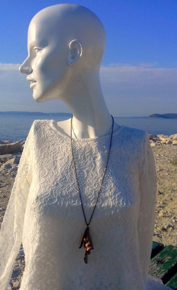 زفاف - Beaded necklace, charm necklace, handmade, autumn natural necklace, eco friendly, pendant necklace, retirement gift, statement necklace