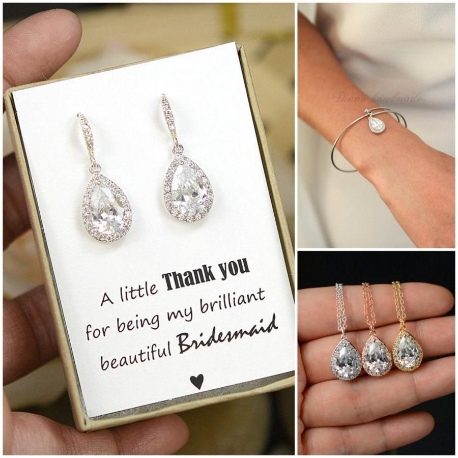 زفاف - Wedding Jewelry Bridesmaid Gift Bridesmaid Jewelry Bridal Jewelry  tear Drop Earrings Cubic Zirconia dangle Earrings ,bridesmaid gift