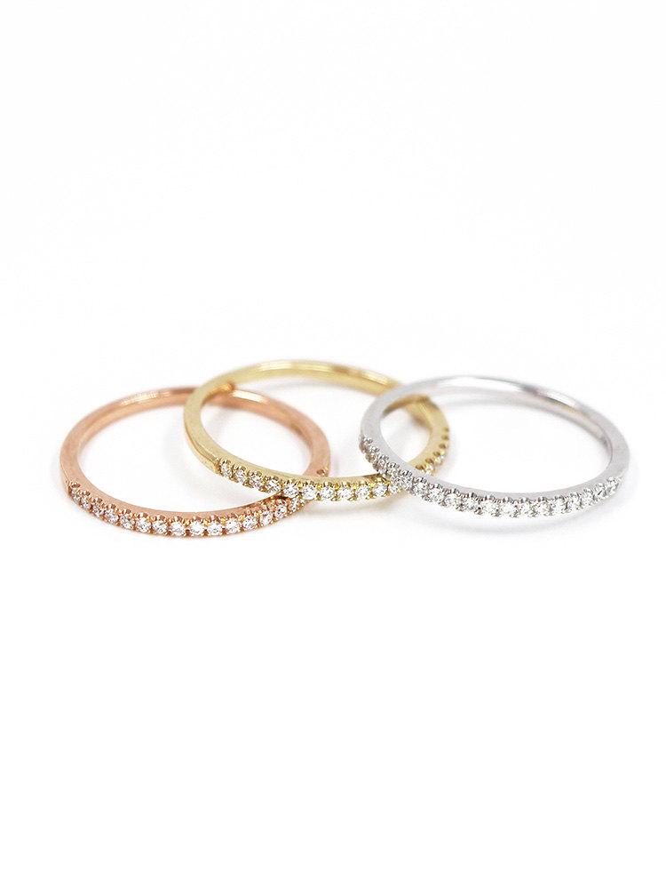 Mariage - Diamond Ring, Half Eternity Ring, Diamond Engagement Ring, Minimalist Ring Eternity Ring, 14K Solid Gold Diamond Ring, Wedding Ring