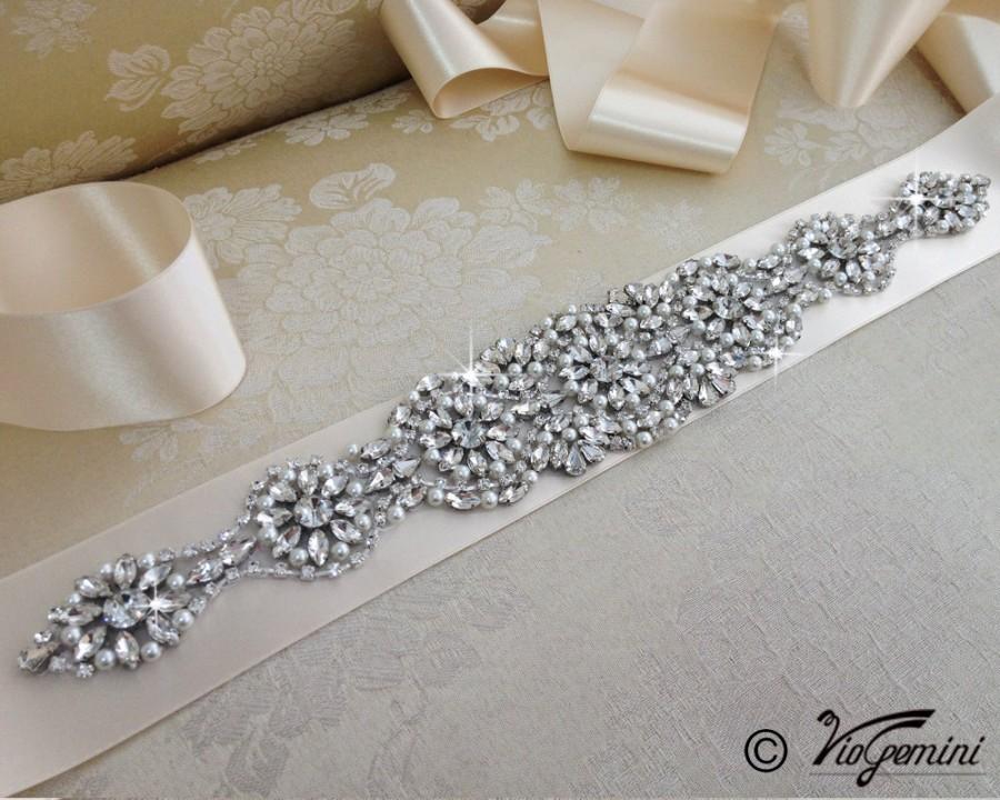 زفاف - Rhinestone encrusted bridal belt, Crystal Belt, Bridal Sash