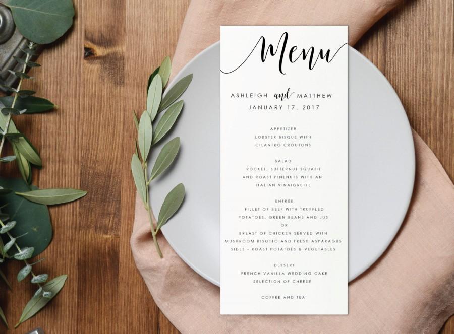 Wedding - Instant Download Printable Menu-Editable PDF-DIY Menu Template-Digital Calligraphy Template-Printable Wedding Menu-#SN022_M