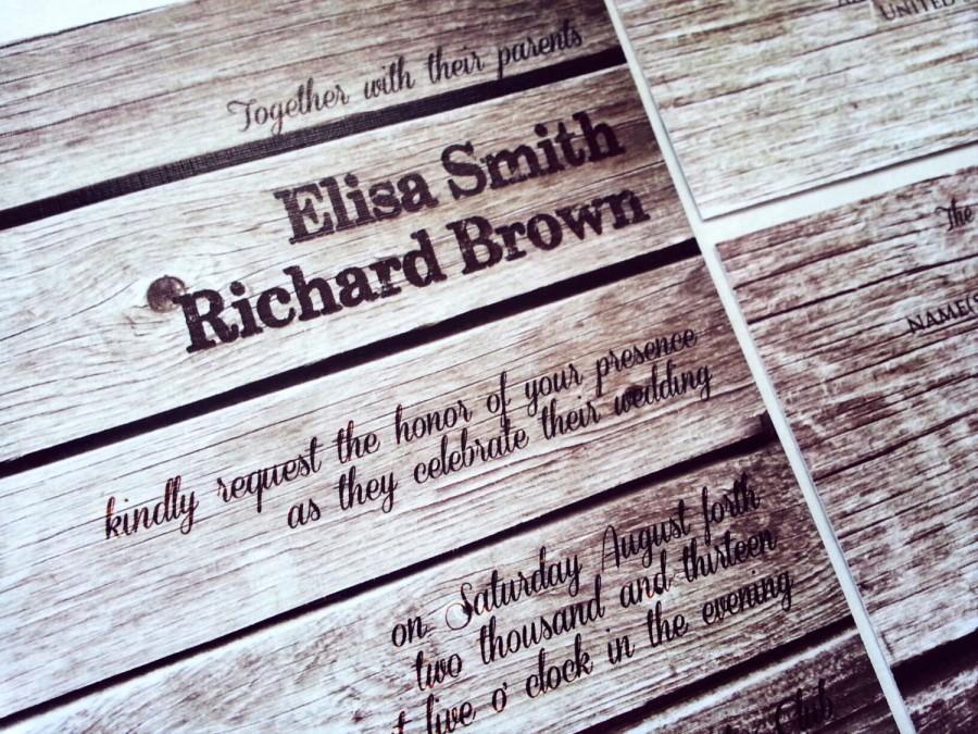 زفاف - Rustic Wood Wedding Invitation - Rustic wood planks wedding invitation - rustic wedding invitation {Louisville design}