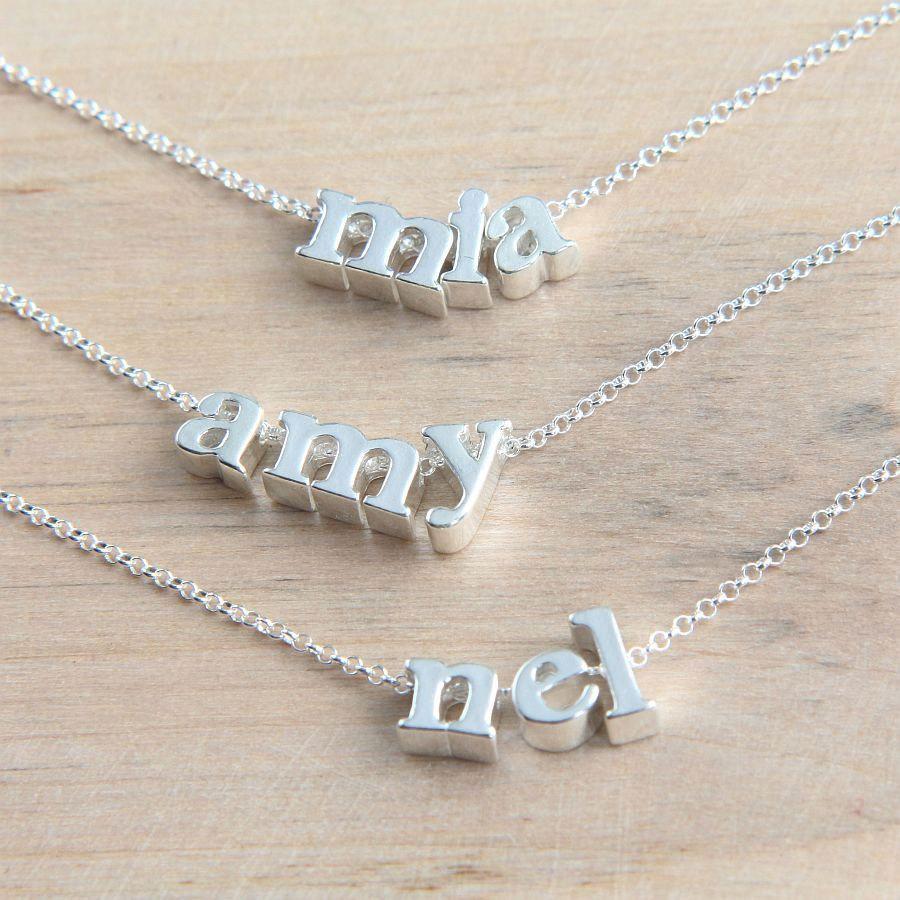 Hochzeit - Name Necklace, Sterling Silver Name Necklace, Name Jewelry, Letter Necklace, Alphabet Necklace, Bridesmaid Necklace, Personalized Necklace