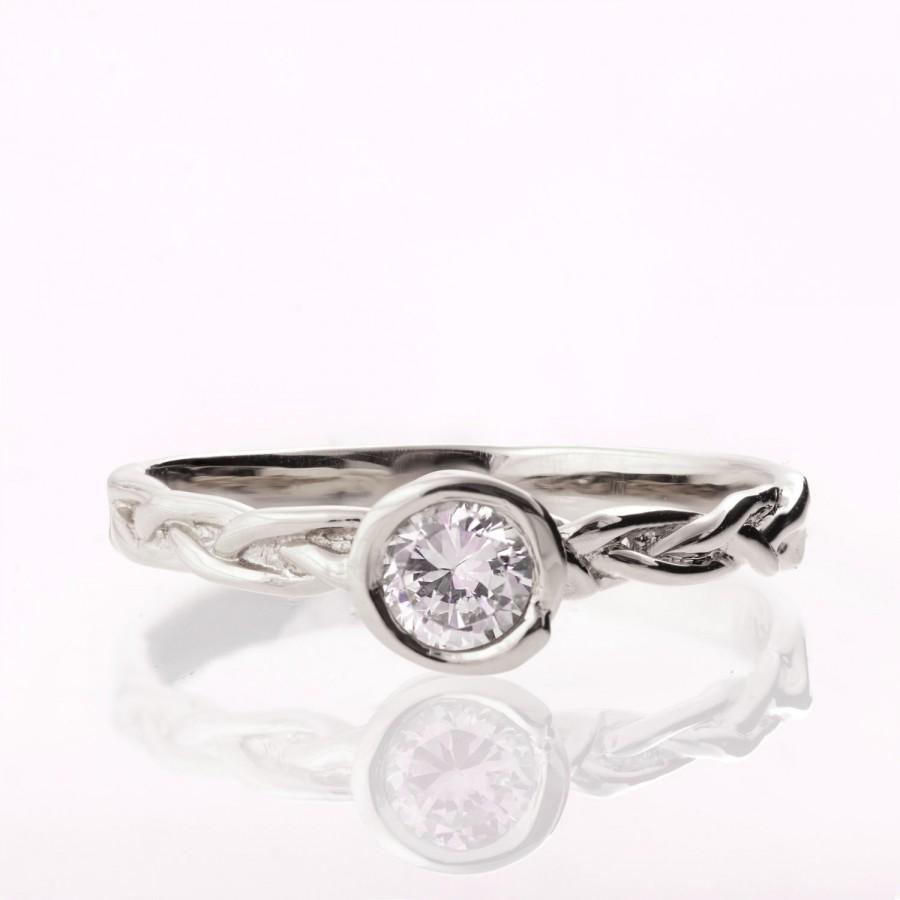 Wedding - Braided Engagement Ring No.3 - 14K White Gold and Diamond engagement, unisex ring, engagement ring, wedding band, celtic ring
