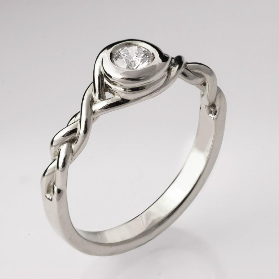 زفاف - Braided Engagement Ring No.5 - 14K White Gold and Diamond engagement ring, celtic ring, engagement ring, wedding band