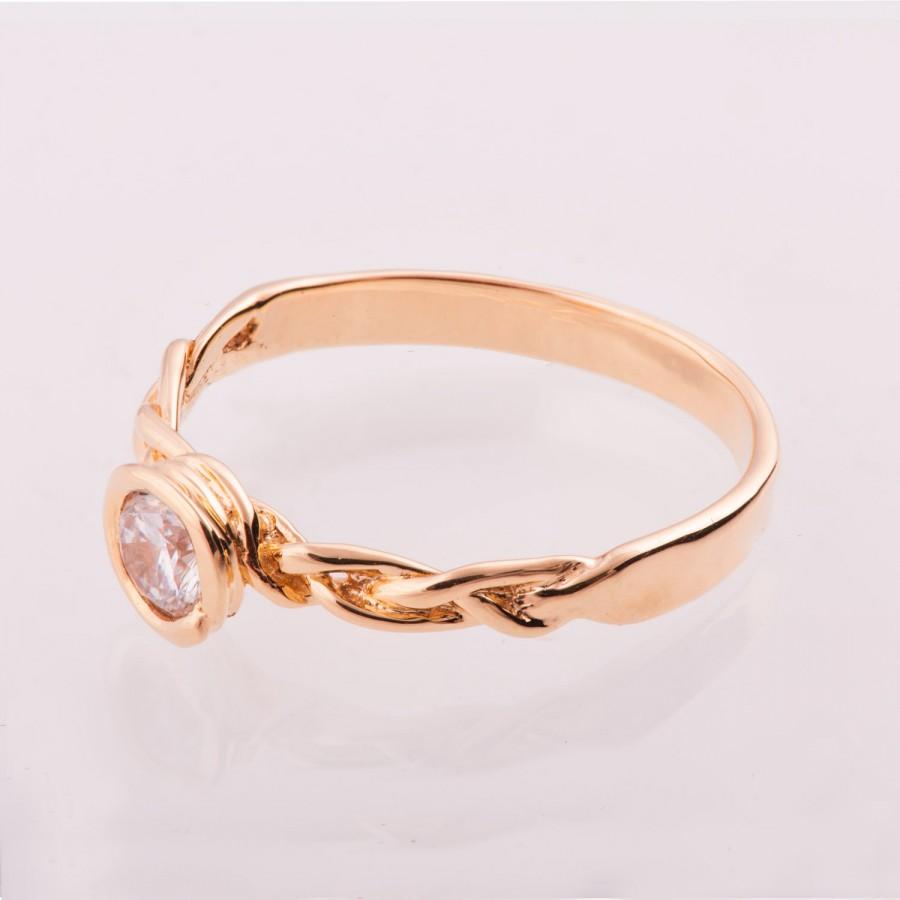 زفاف - Braided Engagement Ring No.3 - 14K Rose Gold and Diamond engagement, unisex ring, engagement ring, wedding band, celtic ring