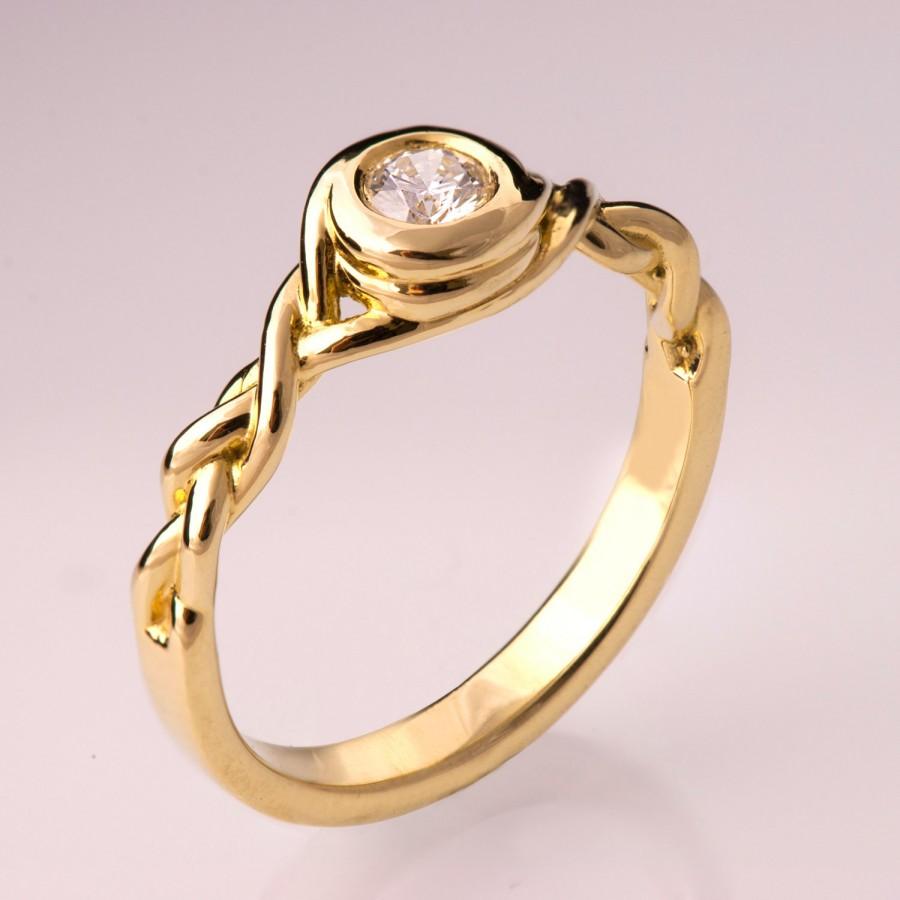Wedding - Braided Engagement Ring No.5 - 14K Gold and Diamond engagement ring, celtic ring, engagement ring, wedding band