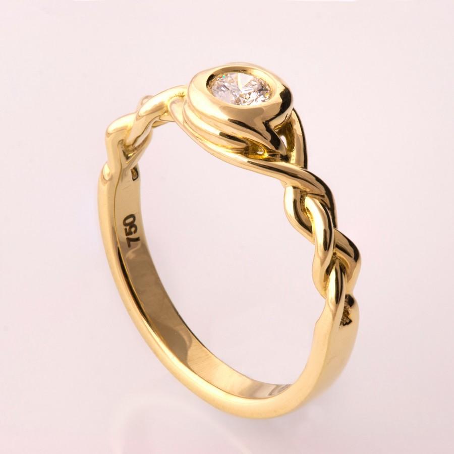 زفاف - Braided Engagement Ring No.5 - 14K Gold and Moissanite engagement ring,Moissanite ring, celtic ring, three stone ring, moissanite engagement