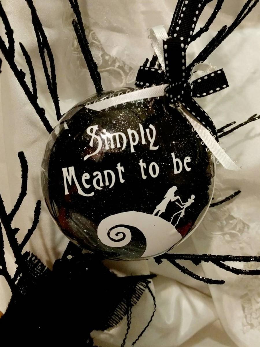 Wedding - Tim Burtons Nightmare before Christmas inspired Jack & Sally Ornament and quote "We are Simply Meant to Be" ~  CUSTOMIZABLE