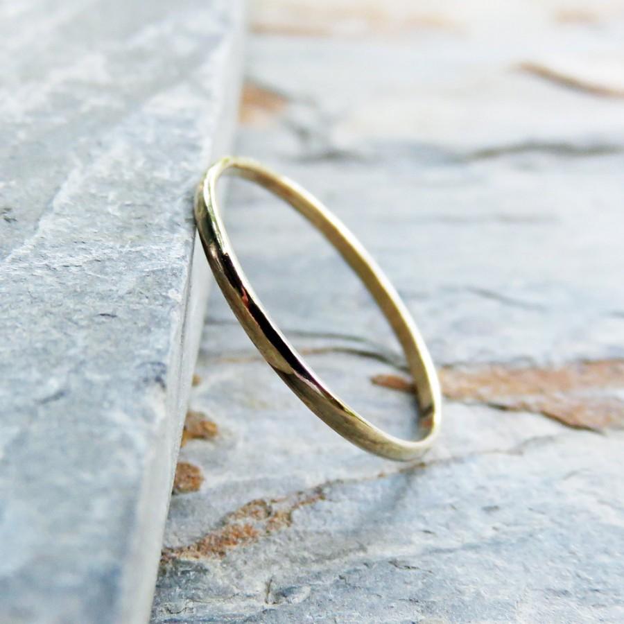 Wedding - 1.2mm Thin Half Round Wedding Band or Promise Ring - Solid 14k Yellow Gold in High Polish or Matte Finish - Thin Gold Ring