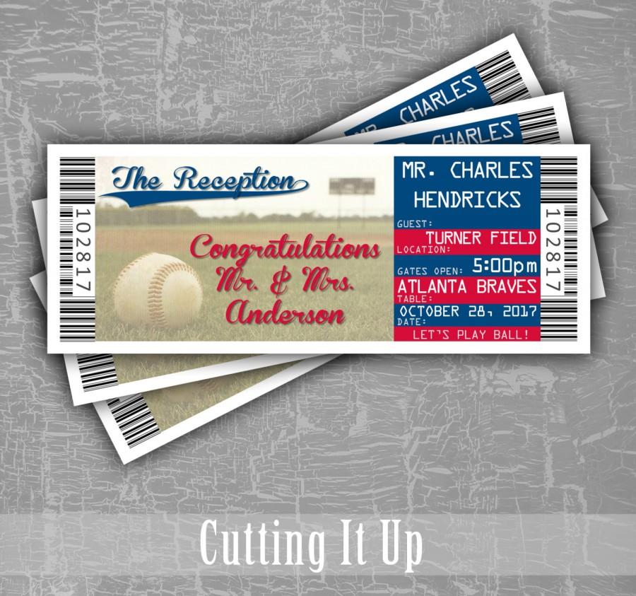 Свадьба - Baseball Wedding Escort Cards, Seating Cards, Baseball Tickets, Baseball Reception, Ticket Template, Atlanta Braves, Washington Nationals