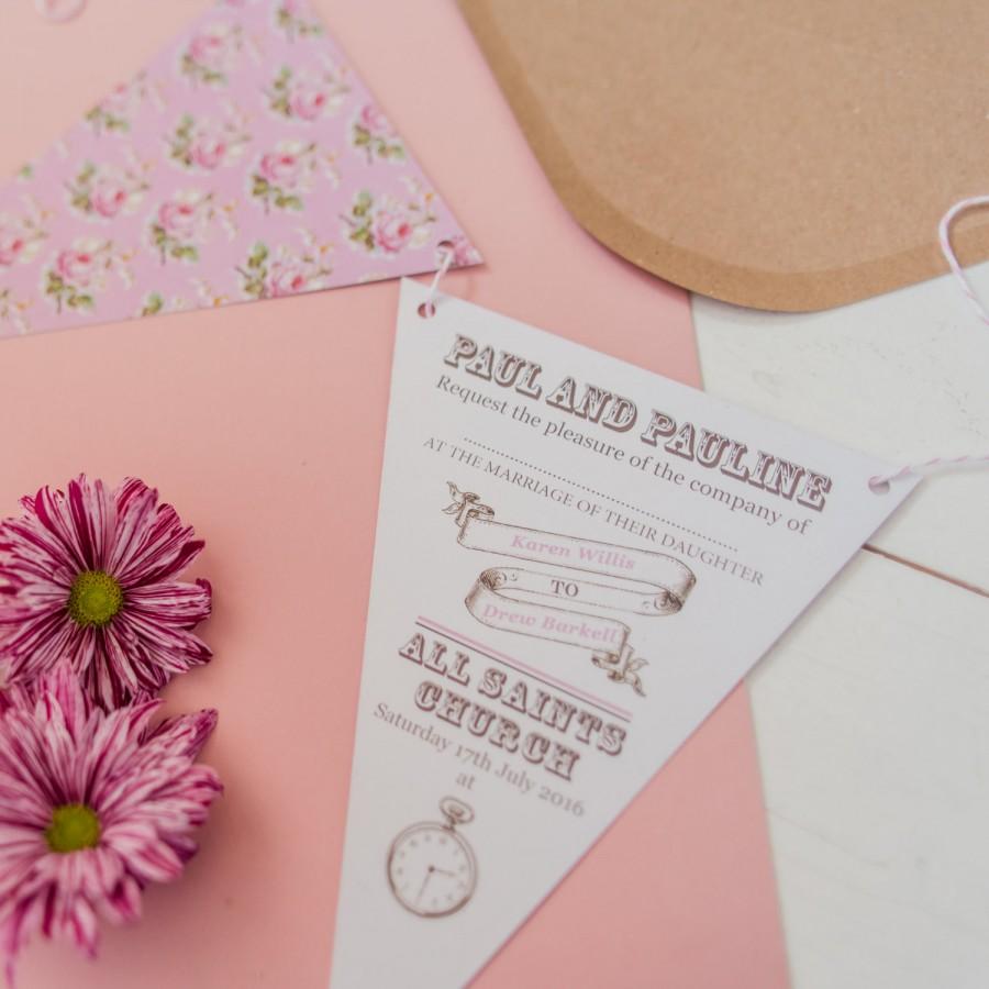 زفاف - Floral Bunting Invitation Package (Personalised)