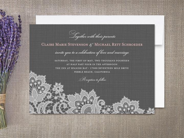 Wedding - Linen and Lace Wedding Invitations