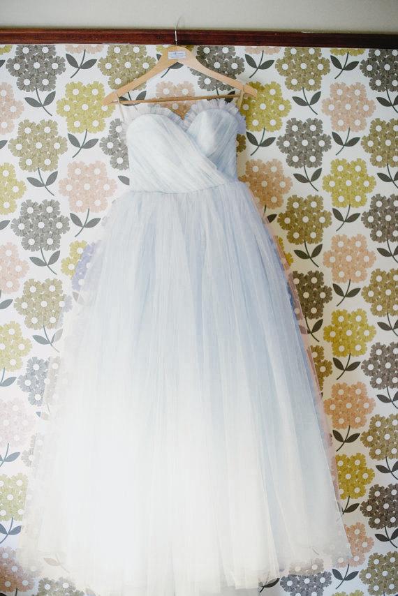 زفاف - Pale Blue Tulle Wedding Dress - Vintage Style Ball Gown - Kristine Style
