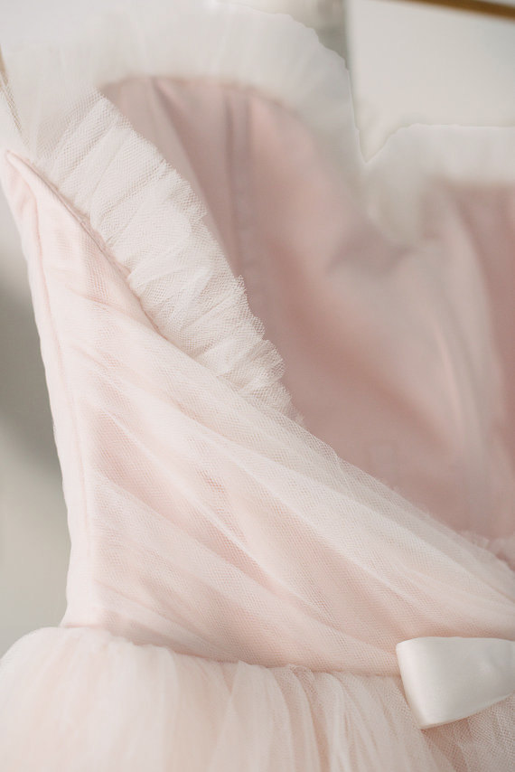 Hochzeit - Blush Pink Tulle Wedding Dress - Vintage Style Ball Gown - Kristine Style