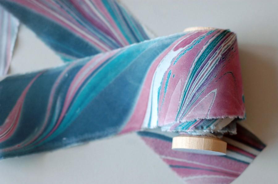 Wedding - Marbled Silk Ribbon in Jewel Tones