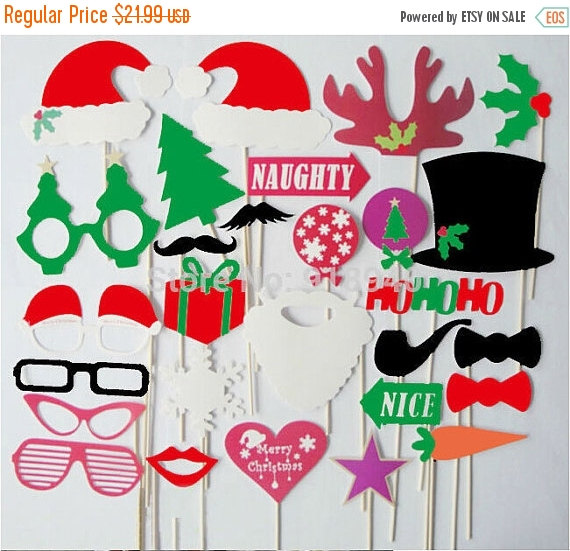 Hochzeit - ON SALE Christmas Photo Booth Props 28 Piece Santa Wedding Photo Props set - Holidays Photobooth Props - Party Props