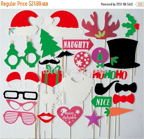 زفاف - ON SALE Christmas Photo Booth Props 28 Piece Santa Wedding Photo Props set - Holidays Photobooth Props - Party Props