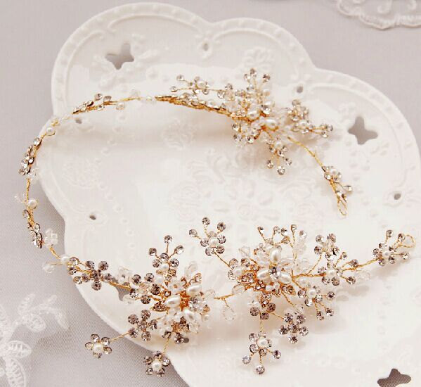 Wedding - Wedding headband，crystal pearl flower headband, wedding hair hoop，bride hair accessories