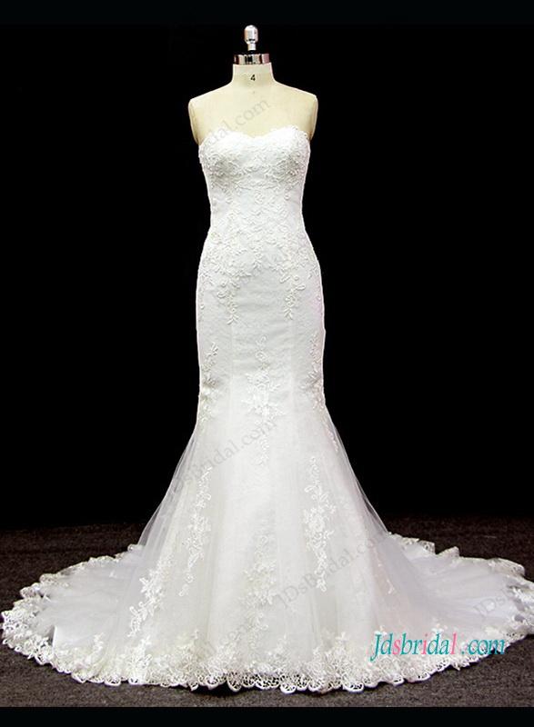 Wedding - Sexy sweetheart neck lace detailed mermaid wedding dress