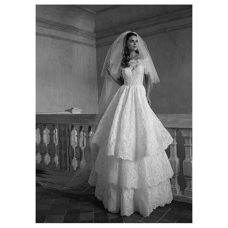 زفاف - Alluring Lace Off-the-Shoulder Neckline A-line Wedding Dresses with Beadings & Sequins - overpinks.com