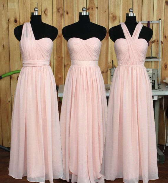 Hochzeit - Convertible Blush Bridesmaid Dress, Wedding Party Dress, Formal Dress, Prom Dress, Convertible Evening Dress Floor Length(G028)