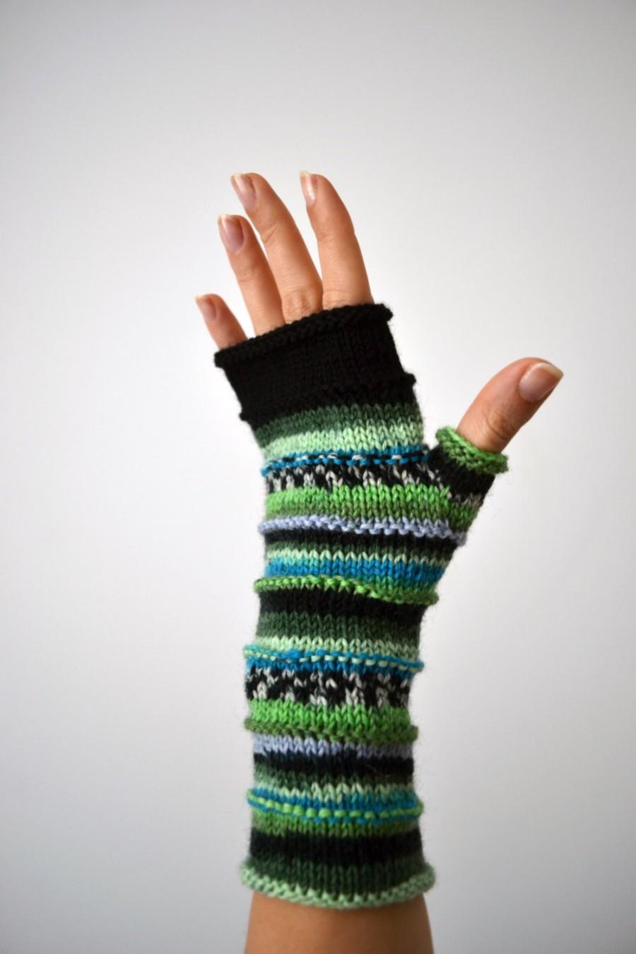 Свадьба - Green Tones Fingerless Gloves - Winter Gloves - Birthday Gift - Winter Accessories - Women Gloves nO 67.