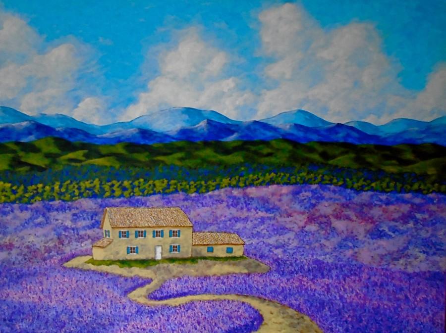 زفاف - Lavender Farm (ORIGINAL ACRYLIC PAINTING) 36" x 48" by Mike Kraus