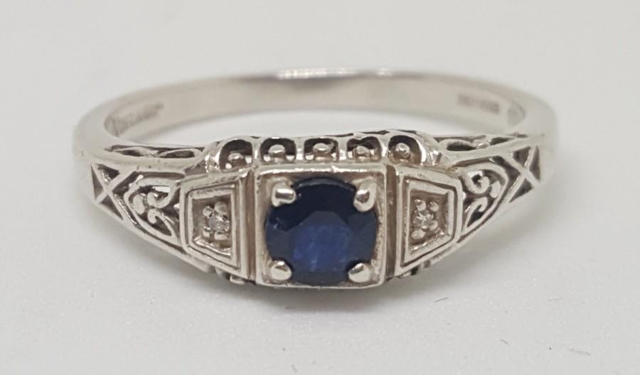 زفاف - Vintage Genuine Sapphire Engagement/Promise/Fashion Ring (Sz 7)