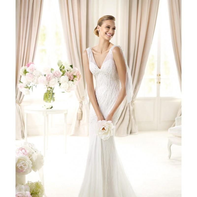 Hochzeit - Honorable Trumpet/Mermaid Straps V-neck Beading Sweep/Brush Train Tulle Wedding Dresses - Dressesular.com