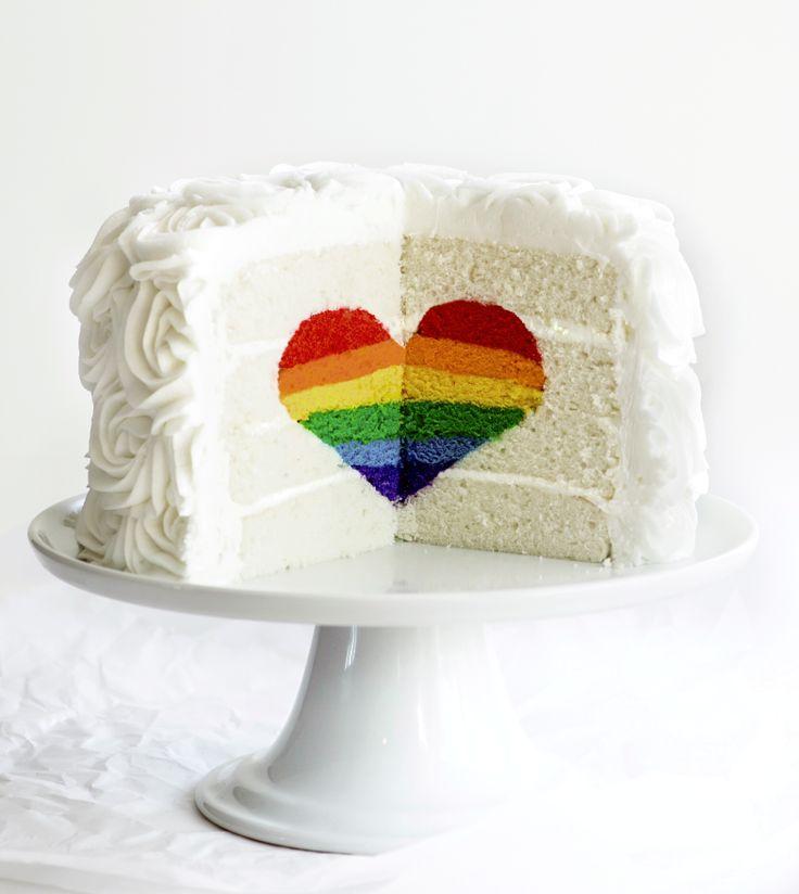 Mariage - Rainbow Heart Cake