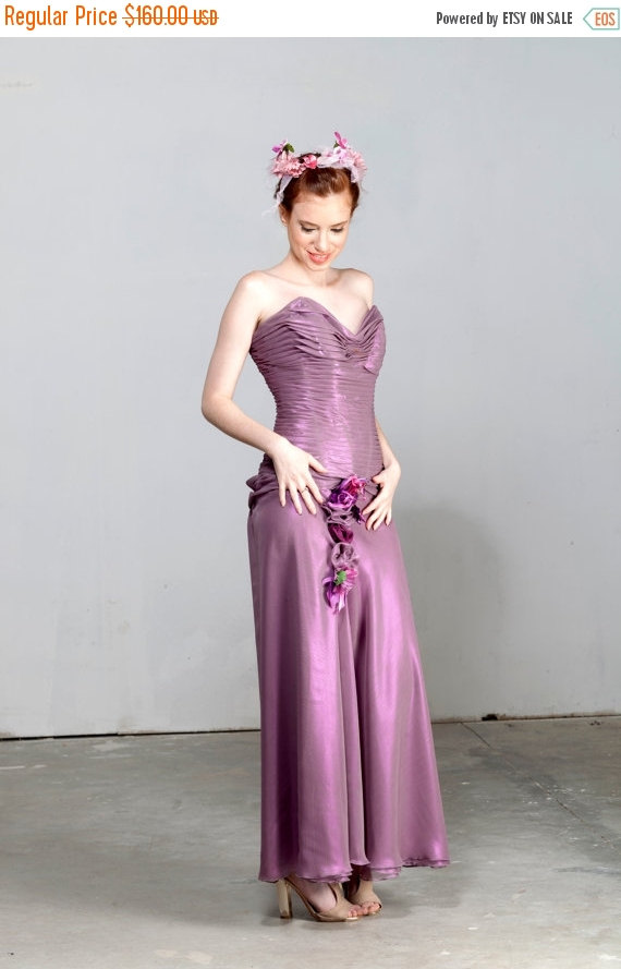 Hochzeit - HOLIDAY SALE - Romantic Suit of Charming Corset & Beautiful Long Skirt - all in Amazing Iridescent Lilac Soft Chiffon