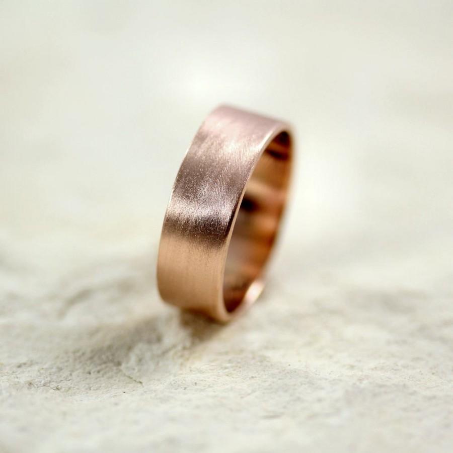 Hochzeit - Rose Gold Men's Wedding Band, Brushed Matte Men's 7mm Flat Recycled 14k Rose Men's Gold Ring - Made in Your Size