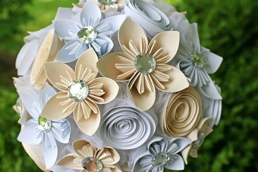 Wedding - Paper Flower Bouquet - Wedding Bouquet Alternative - Paper Bridal Bouquet - Paper Wedding Bouquet - Kusudama Bouquet - Wedding Bouquet